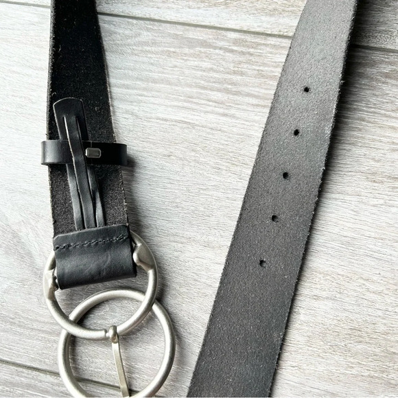 Urban Outfitters Black Leather Double Ring Buckle Belt - Picture 6 of 11